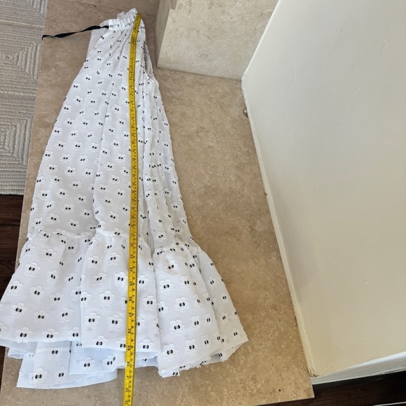 Current Air White Floral Tie Neck Ruffle A Line Swing Womens Size M Knee Length - Picture 11 of 15